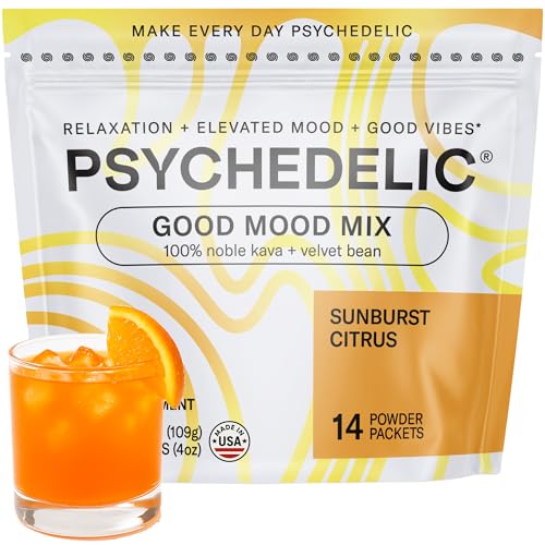 Calming Kava Drink Mix - Kava kava flavored drink mix - Easy Open Single-Serving - Flavored Kava - Mucuna Pruriens - Stevia - Adaptogen Mocktails - 14 Sticks - Sunburst Citrus