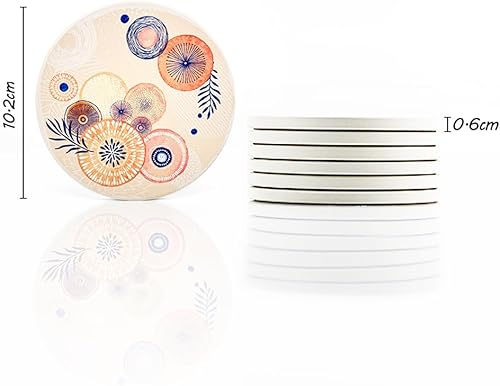 Miniatura 3 de AD Juego de 6 posavasos para absorber bebidas, redondos, de cerámica, con base de corcho, tapete de protección de mesa para tazas y tazas, oficina,
