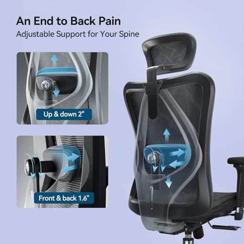 Image of SIHOO M57 Ergonomic Mesh Office Chair, High Back Home Desk Chair with 3D Armrests, Lumbar Support and Adjustable Headrest, Comfortable Computer Chair, Office Chair Hold 330 LBS-2 Packs-Black