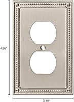 Vista 10 de Franklin Brass Classic Beaded (1-Pack) Outlet Covers Brushed Nickel 1-Gang Wall Plate Single Duplex Switch Plates Electrical Guard W35059-SN-C
