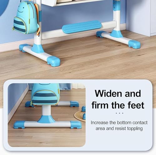 موتيم مكتب دراسة مع كرسي، مجموعة مكتب وكرسي للاطفال بارتفاع قابل للتعديل، سطح مكتب عريض للاطفال، مكتب تعلم الاطفال ومجموعة شاي مع درج تخزين واسع للاولاد والبنات (ازرق 2)