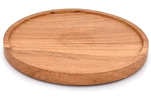 Round Charcuterie Board: 13" Serving Tray with Rimmed Edge in Acacia Wood...