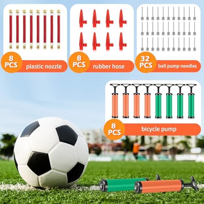 Chumia 8 Sets Ball Pumps Air Pump Bulk for Balls with Needle, Nozzle, Extension Hose Sports Ball Tool for Soccer Basketball Football Volleyball