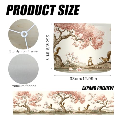 Image of Nuxovilar Lamp Shades Set of 2, 13 inch Top x 13 inch Bottom x 10 inch High (Spider) | Large lamp shades floral tree squirrel design kids room bedroom studio art nook covers (Squirrel)