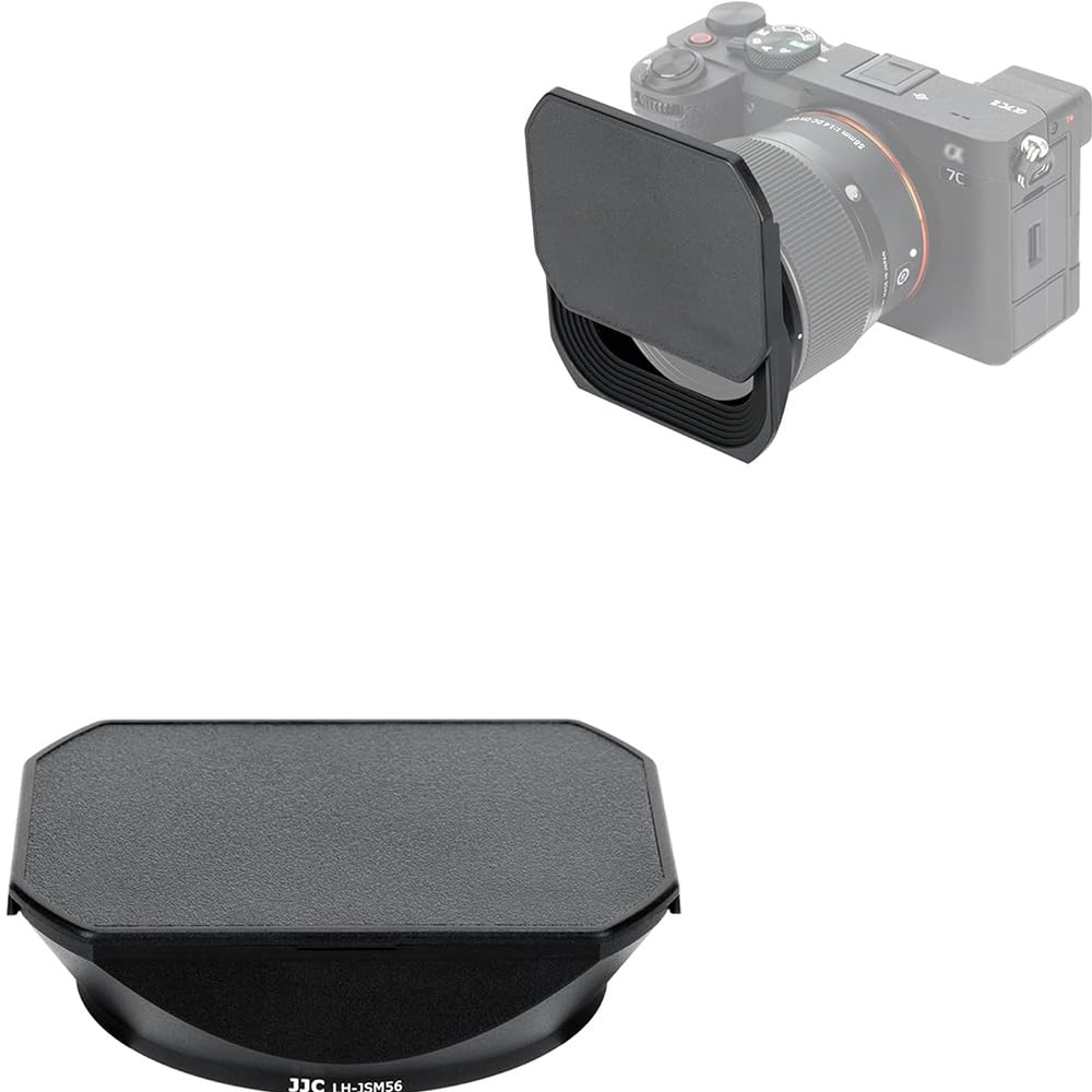 JJC Metalowa kwadratowa osłona obiektywu do obiektywu Sigma 56 mm F1.4 DC DN z przesuwną osłoną maski – alternatywny wybór dla plastikowej osłony obiektywu Sigma LH-582-01
