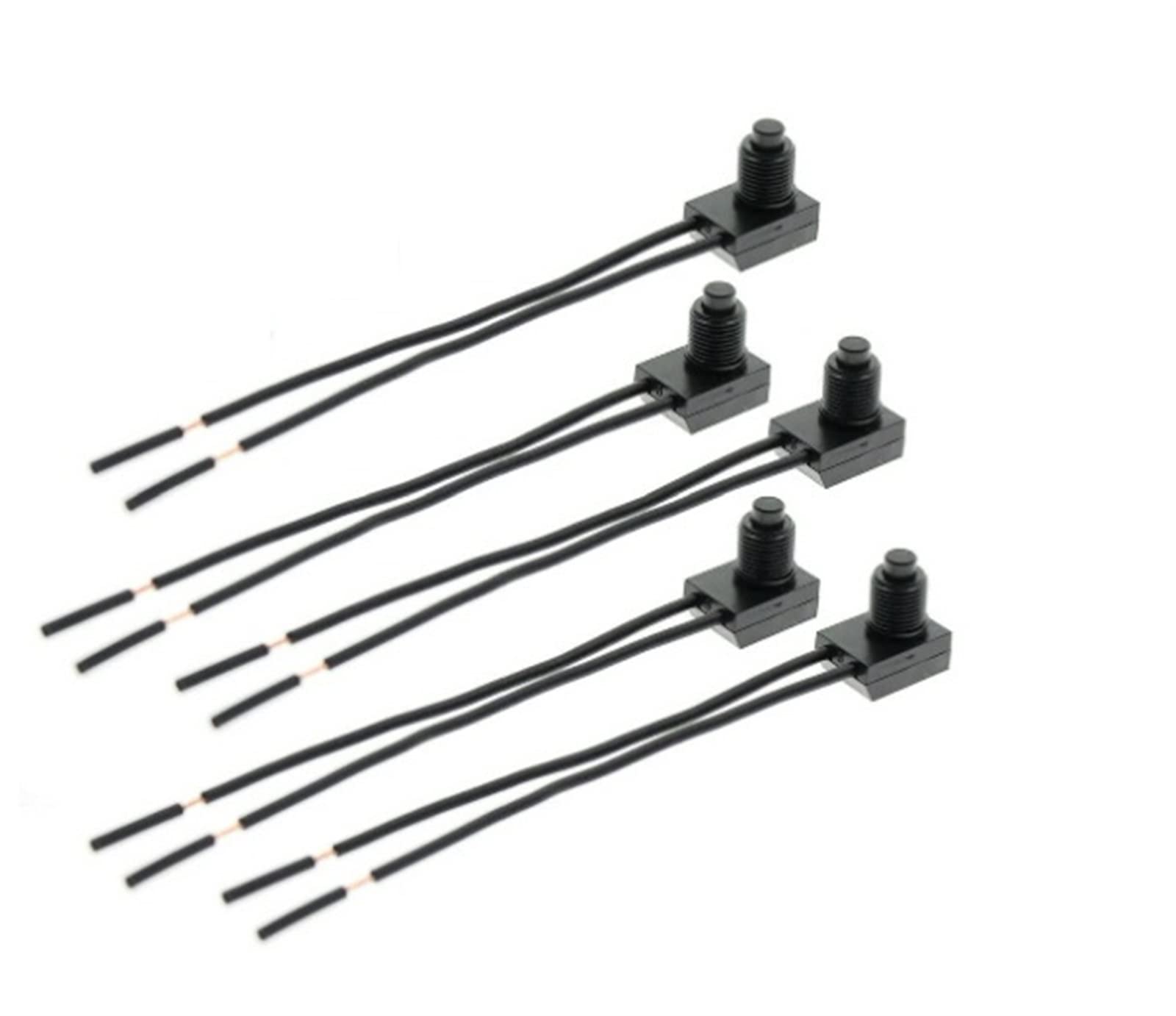 ANUTE 5pcs 12V 6A with Wire Leads Waterproof On-Off Push-Button Switch 11cm Auto-Lock Button Boot Fit for Motorcycle Car