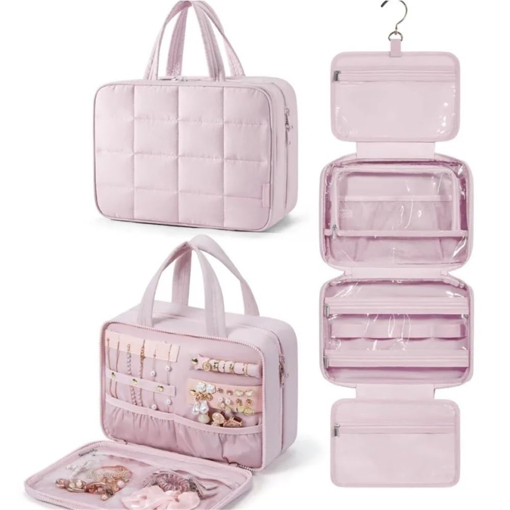 Borsa cosmetica multifunzionale Borsa da toilette unisex da appendere, rosa