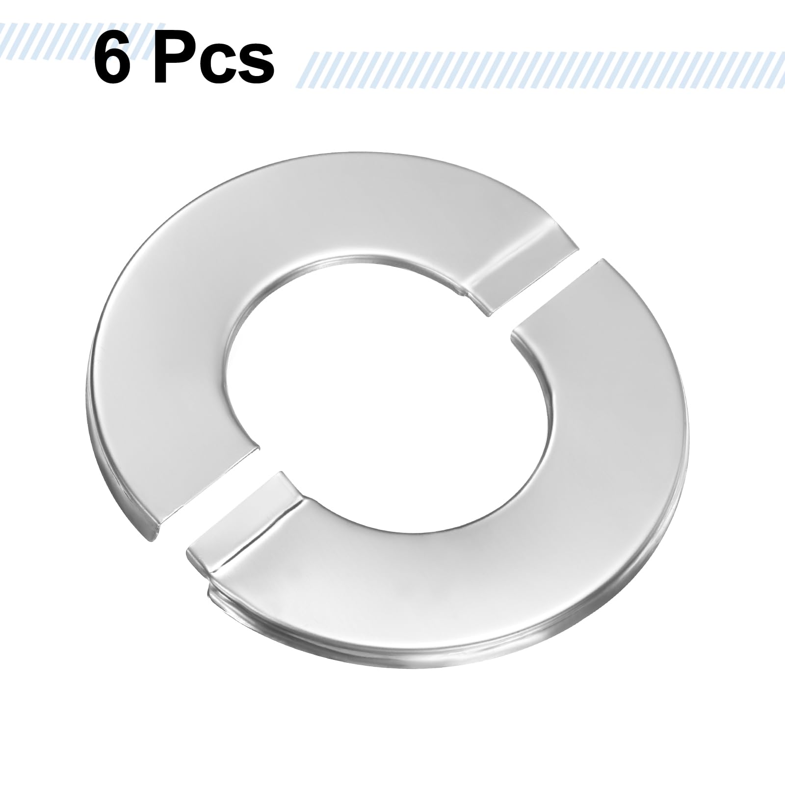 QUARKZMAN 6Pcs Fascia Divisa A Parete 1.34" (34mm) Acciaio Inox Rotonda Autoadesiva Fascia Divisibile Per Tubo Clip-on Collare Per Copertura Per Pavimento Soffitto Bagno Cucina Toilette