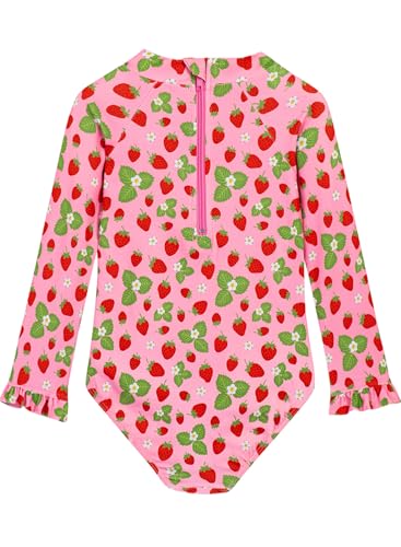 Image of Alakuoti Long Sleeve One Piece Ruffle Swimsuit for Toddler Girls Baby Girl Rashguard Shirt with UPF 50+ Sun Protection