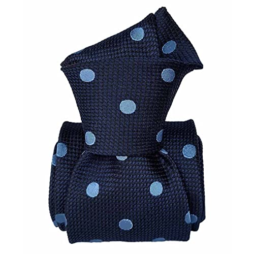 Cravate soie Segni Et Disegni Agata italienne bleu marine motif pois costume homme