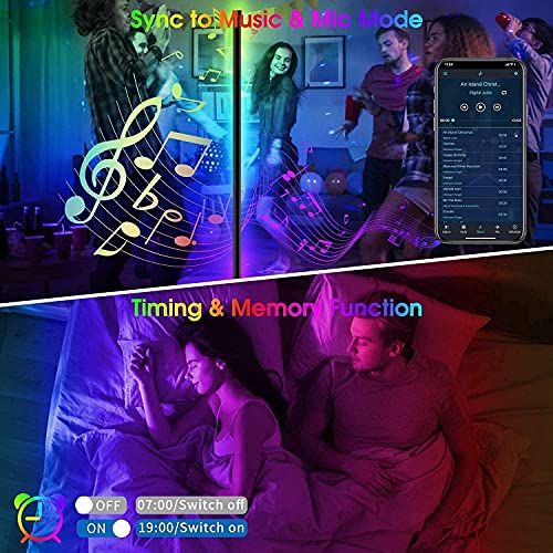 Findyouled-Corner-Floor-Lamp-RGB-Color-Changing-Mood-Lighting-Dimmable-LED-Modern-Floor-Lamp-with-Remote-Smart-App-Control-156cm-Tall-Reading-Lamp-for-Living-Room-Bedroom-Studying-Black