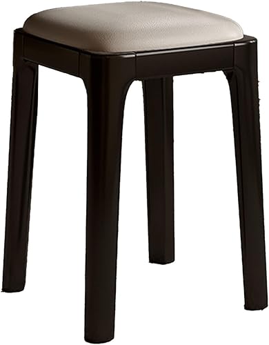 Sillas de comedor de madera sin respaldo, sillas de cocina apilables, silla de comedor con cojín de piel sintética, silla cuadrada para sala de