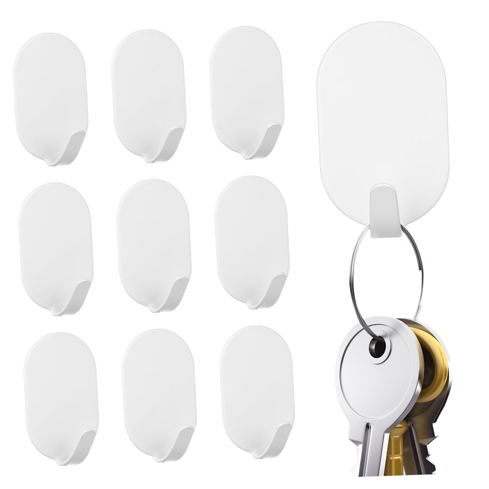 Cabilock 10pcs No Damage Adhesive Hooks Wall Hangers for Towel Door Kitchen Bathroom Easy Install Stylish Design Heavy Duty Utility Hooks for Home Decor