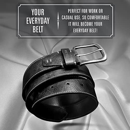 Nine West Mens Belt Vegan Leather Regular Dress Casual Everyday Belt 38mm Wide, Hamburg Black Belt Designed in the USA, S2