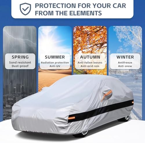 Image of 10 Layers Car Cover Custom Fit for BMW 3 Series 320i 328i 330i 335i M340i (2013-2026), Waterproof All Weather for Automobiles, Outdoor Full Cover Sun Dust Rain Protection with Cotton. Silver