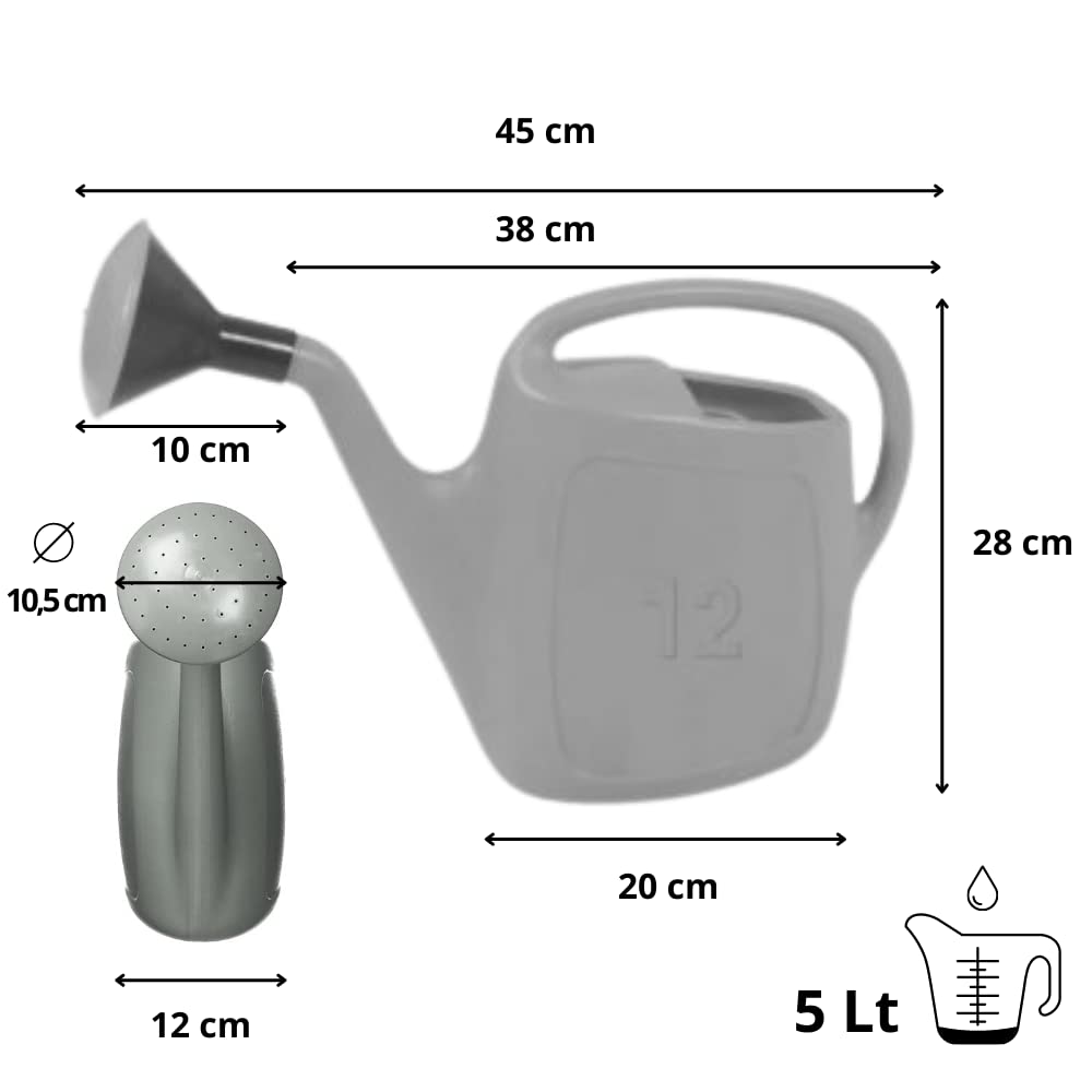 Annaffiatoio In Plastica 6,5 Litri Con Beccuccio - Ecologico E Resistente Per Giardino - 2