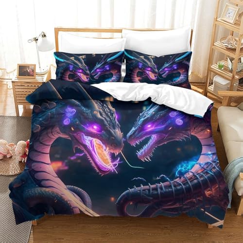 Housse de couette dragon 3D King en microfibre de luxe