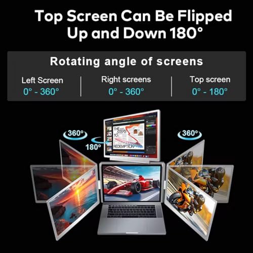 Image of TUTT 14 inch Triple Portable Monitor | Single Cable Setup 16:10 Ratio | Laptop Quad Screen Extender | S780 | 90-Minute Tech Support