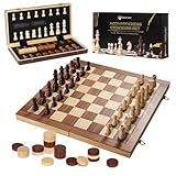 ACOVARK Ajedrez Profesional Magnético,Tablero de Ajedrez Plegable,Ajedrez + Damas Juego 2 En 1,con Bolsa de...