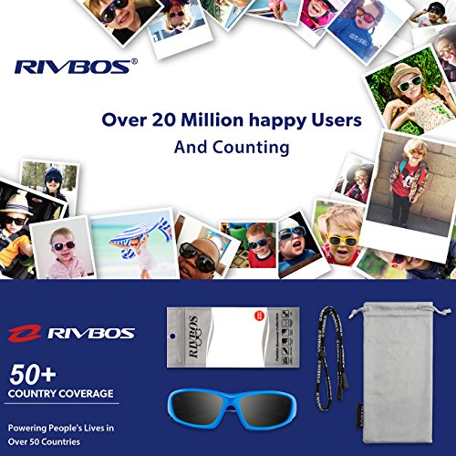 image for RIVBOS Sunglasses for Kids Polarized with Strap Rubber Flexible Shades
