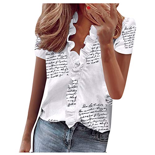 T Shirt Donna Firmate Manica Corta Cotone T-Shirt Offerta Scollo a V Elegante Magliette Estiva Moda Casual Basic Tee Maglia Curvy Estate 2025 Moda Tshirt Tinta Unita Nera Sportiva Blusa Classica