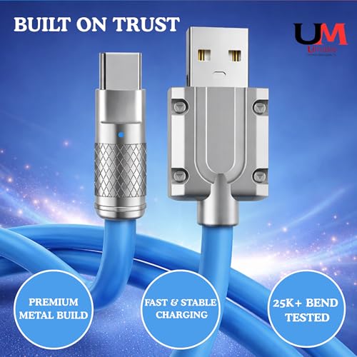Image of Umake USB-A to Type-C Cable, 100W Fast Charging, 480Mbps Data Sync, Silicone Strong Build, Metal Connector, Compatible with Samsung Galaxy S24 /S23 & USB-C Devices (1 meter)