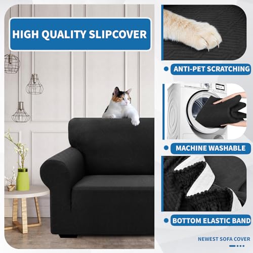 XINEAGE High Stretch Armchair Covers Lastest Jacquard Sofa Covers 1 Seater for Living Room 1 Piece Chair Covers with Elastic Bottom Non Slip Sofa Slipcovers for Pets Kids (1 Seater - Image 4