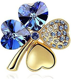 blue heart Shape Diamond Pin Golden Saree Pins Blazer Costume Brooches