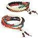 Flongo 2 PCS Bracelets 6mm Bois Lien Poignet Collier Chaîne Tibétain Bouddhiste Cinq Couleurs Santal Perle Prière Mala Chinois Noeud Élastique Homme,Femme (2 pcs)