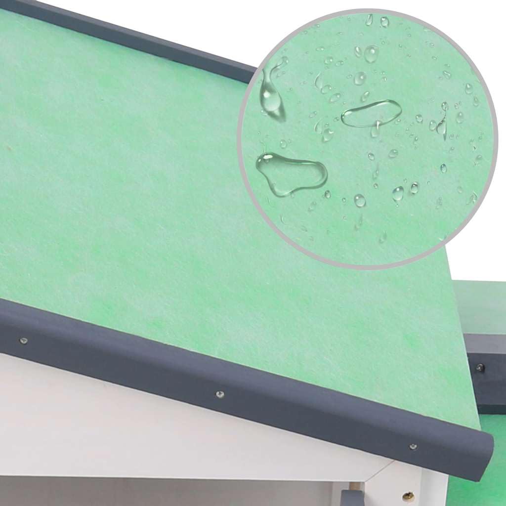 VidaXL Kaninchenstall Aus Holz 145x45x84cm - 2 Etagen, Grau-Weiß, Mit Bitumendach