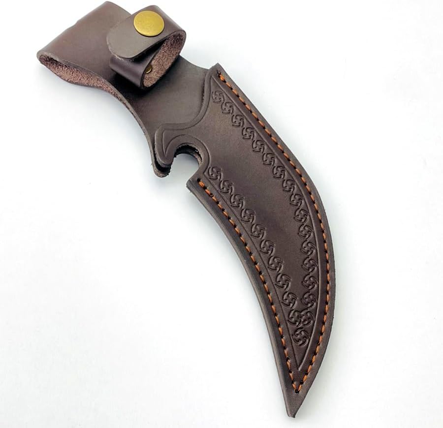 1PC Knife Sheath, Leather Knife Holster with Snap Closure and Belt Loop Fits for Outdoor Camping and Rescue