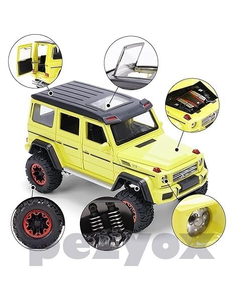 Image of 1 /24 Big Mercedes AMG G500 4X4 Toy Car Metal Pull Back Diecast Car with Openable Door and Sound Light, Gifts Toys for Kids (Green)
