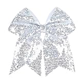 Clip de moño de animadora con brillantina, uniforme de animadora de sóftbol (plateado)