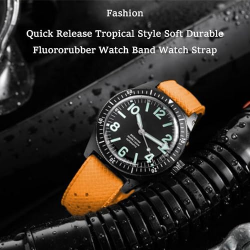 Image of FKM Rubber Watch Bands Tropical Style Quick Release Fluororubber Watch Strap 18mm 20mm 22mm Universal Soft Breathable Durable Sporty FKM Rubber Replacement Band Strap for Men Women