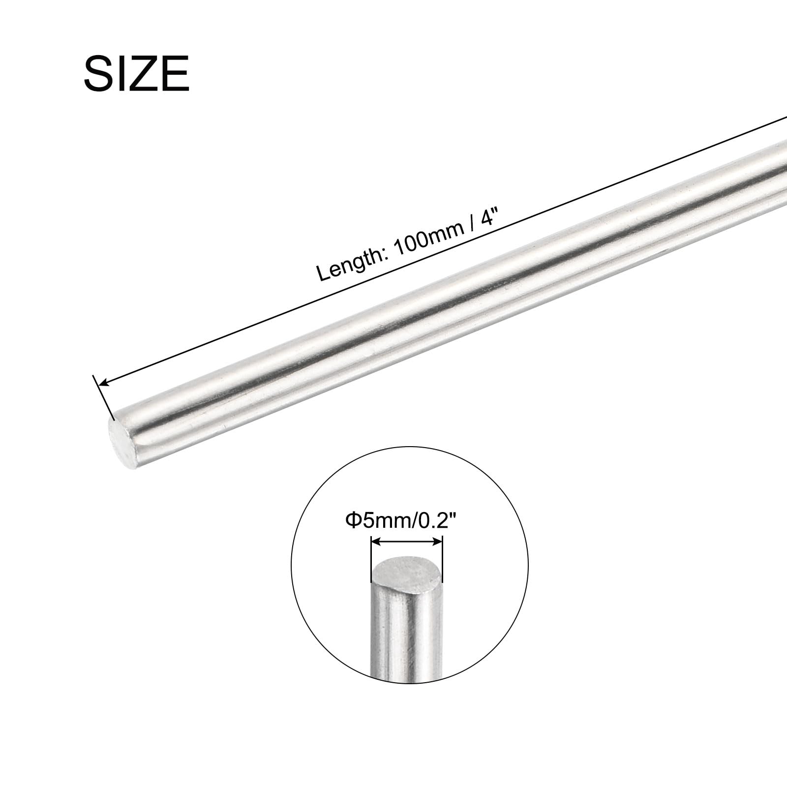 Asta Tonda in Acciaio Inossidabile 304 5mm x 100mm per Modello Auto Aereo Nave