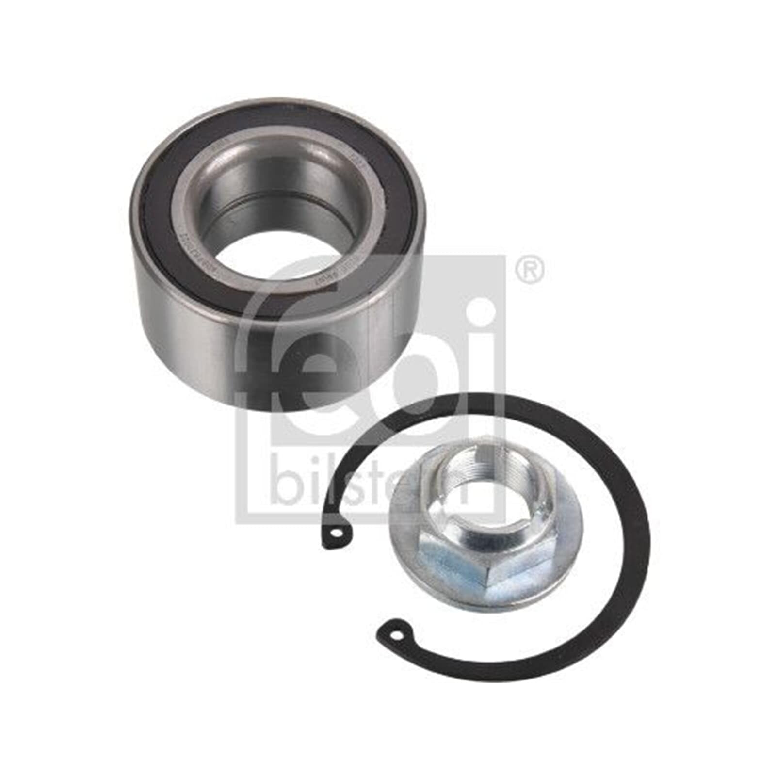 febi bilstein 19213 kit cuscinetto ruota con anello ad impusi ABS, dado asse ed anello di bloccaggio, 1 unità