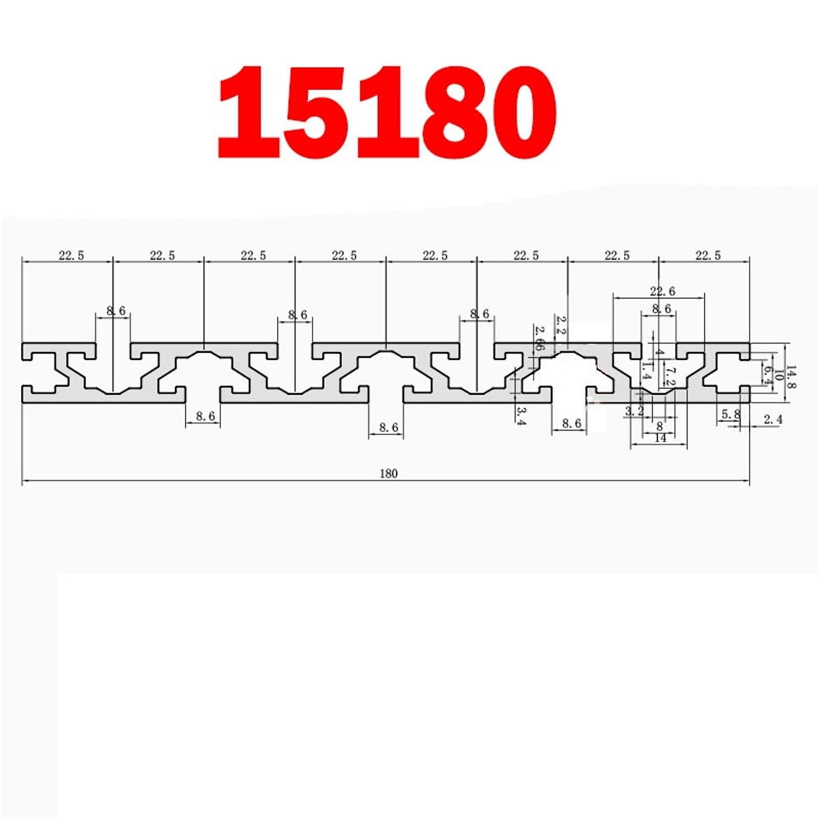 GTPBAO 15180 Profilo in alluminio estruso con scanalatura a T, sezione 15x180 mm, telaio lineare piano anodizzato argento for telai di macchinari Binario estruso(150mm long)