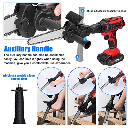 KKnoon 6 Inch Electric Drill Modified to Electric Chainsaw Tool Attachment Electric Chainsaws Accessory Practical Modification Tool Set Woodworking Cutting Tool - Image 2