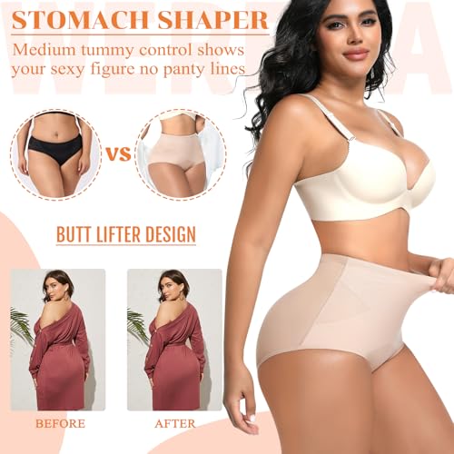 Image of Werena Tummy Control Shapewear Panties for Women Panty Girdle High Waisted Body Shaper Cross Shaping Underwear