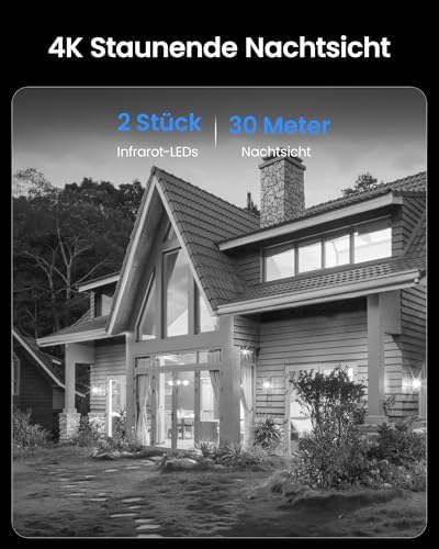 Bild 2 - ZOSI 4K PoE Überwachungskamera Set Aussen, 4X 8MP IP Kameras, 2TB HDD NVR erweiterbar auf 16CH, Personen- und Fahrzeugerkennung, 2-Wege-Audio, 30M Nachtsicht, C220