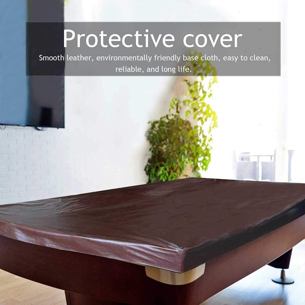 8ft Billardtisch Abdeckung Snooker Pool Schreibtisch Wasserdicht Kordelzug Aufbewahrungstasche Billardtisch Abdeckung Schwarz-Brown||7FT-90x51x7 in