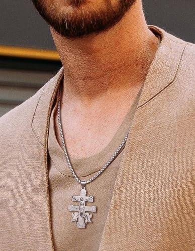 Christian Easter Gifts, Pardon Cross St Michael Caravaca Pendant Necklace, Cruz Del Perdon Catolica with St Benedict and Milagrosa Medal2