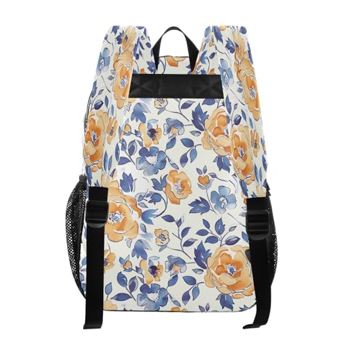 Orange White Floral Clear Backpack, Heavy Duty PVC Transparent Backpack, Multiple Pockets See Through Backpacks for Work, College, Travel3