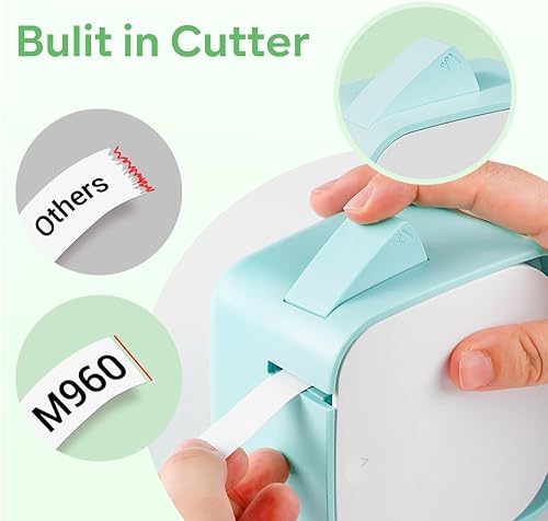 Miniatura 9 de Vixic Máquina etiquetadora M960, mini etiquetadora portátil verde, etiquetadora Bluetooth para teléfono inteligente para el hogar, oficina, escuela,