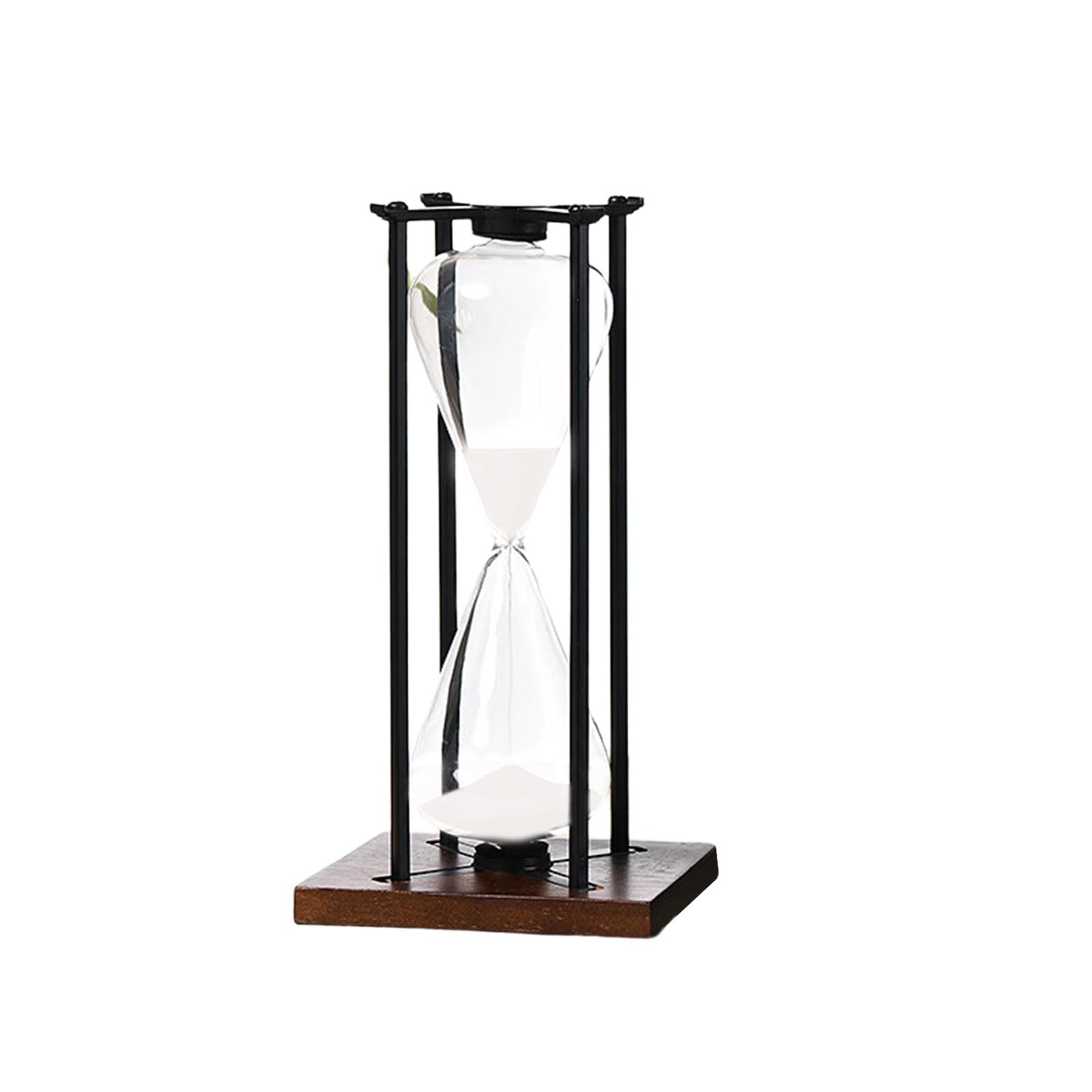 Modern Black or White Sand Timer Sturdy Glass 30 / 60Minutes for Yogas and Cooking Time Management Artistic Desk Accessory