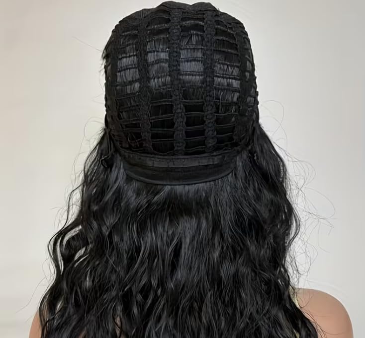 Image of 18-inch Layered Black Long wavy Wigs for Women with Bangs, Synthetic Highlight Natural Daily Party Wig (Black)