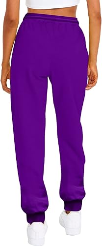 Miniatura 4 de Gumipy Pantalones deportivos casuales de forro polar para mujer ajuste holgado elásticos acogedores pantalones holgados con bolsillos ropa deportiva