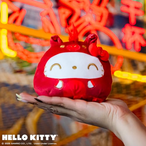 Image of TeeTurtle Reversible Sanrio Hello Kitty Plushie 4-Inch Lunar New Year Two-Sided Flip Plush Toy with Embroidered Details - Cute Mini Collectible Plush for Kids, Teens, and Adults
