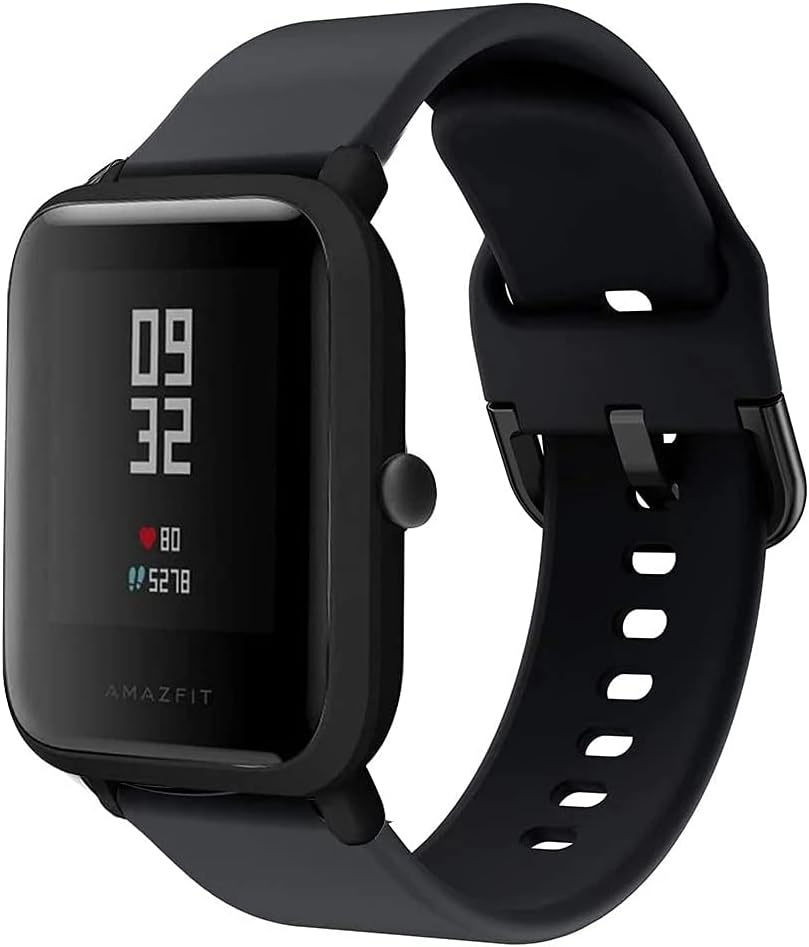 CoolCat ClickAE 20MM Silicone Strap for Amazfit GTS 3, GTS 2, BIP U, BIP U PRO, GTR 42MM, POP PRO (Black 01)