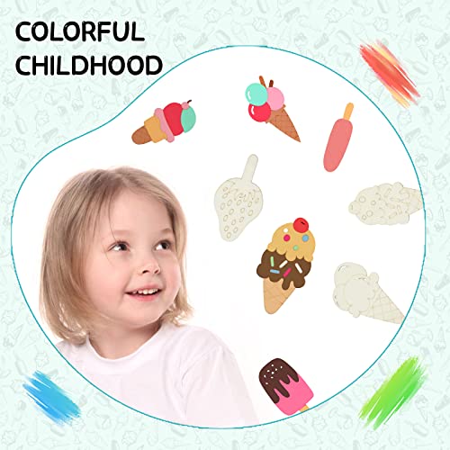 50Pcs Unfinished Ice Cream Wood Cutouts 10 Styles Summer Diy Blank Unfinished Wooden Cutouts For Crafts Ice Cream Ornament For Kids Painting, Diy Crafts Home Decoration #TOP5